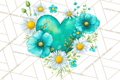 Valentine Hearts and Flowers Clipart, Watercolor Heart Png Product Image 4