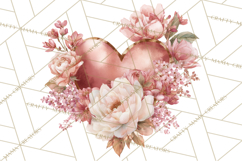Valentine Hearts and Flowers Clipart, Watercolor Heart Png Product Image 5