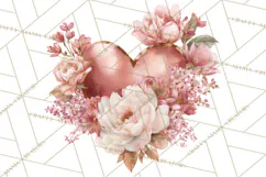 Valentine Hearts and Flowers Clipart, Watercolor Heart Png Product Image 5