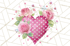 Valentine Hearts and Flowers Clipart, Watercolor Heart Png Product Image 5