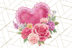 Valentine Hearts and Flowers Clipart, Watercolor Heart Png Product Image 4