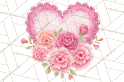 Valentine Hearts and Flowers Clipart, Watercolor Heart Png Product Image 5