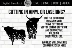 instructions for using these highland cow silhouette digital files in svg or dxf format for cricut, silhouette, or laser projects