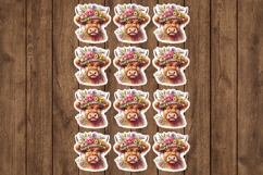 Floral Highland Cow Stickers - PNG Sticker Sheet