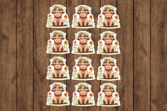 Floral Highland Cow Stickers - PNG Sticker Sheet