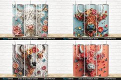 3D Floral Highland Cow Tumbler Wrap Bundle Product Image 4