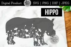 Floral Hippo SVG, Hippopotamus with Flowers,Wildflower Hippo Product Image 1