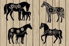 Floral horse stencil silhouette SVG Product Image 1