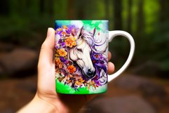 Watercolor Floral Horse Mug Wrap Sublimation Clipart Product Image 2
