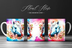 Floral Horse Watercolor Sublimation Mug Wrap Product Image 1