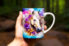 Watercolor Floral Horse Sublimation Mug Wrap Product Image 2