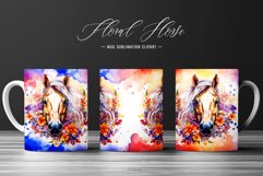 Floral Horse Sublimation Clipart Mug Wrap Product Image 1
