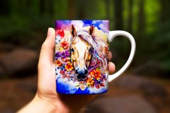 Floral Horse Sublimation Clipart Mug Wrap Product Image 2