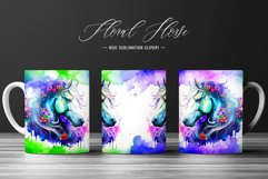 Floral Horse Watercolor Mug Wrap Sublimation Clipart Product Image 1