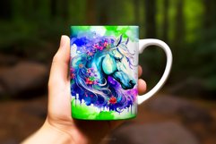 Floral Horse Watercolor Mug Wrap Sublimation Clipart Product Image 2