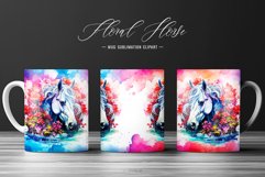 Watercolor Horse &amp; Floral Sublimation Clipart Wrap Product Image 1