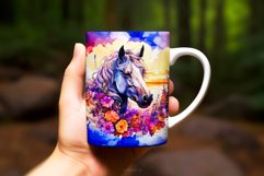 Mug Wrap Watercolor Sublimation Horse Design Clipart Product Image 2