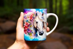 Floral Horse Watercolor Sublimation Mug Clipart Product Image 2