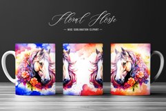 Horse Amidst Blossoms Watercolor Sublimation Mug Wrap Product Image 1