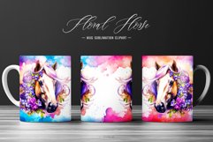 Floral Horse Sublimation Mug Wrap Watercolor Clipart Product Image 1
