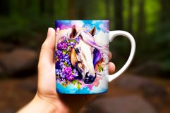 Floral Horse Sublimation Mug Wrap Watercolor Clipart Product Image 2
