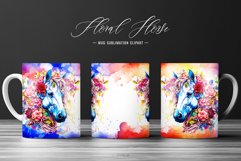 Watercolor Floral Horse Feminine Sublimation Mug Wrap Product Image 1