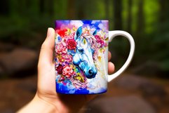 Watercolor Floral Horse Feminine Sublimation Mug Wrap Product Image 2