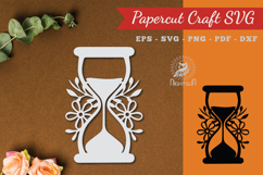 Floral Hourglass Paper Cut SVG Product Image 1