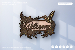 Floral Hummingbird 3D Layered Wall Decor Laser Cut Product Image 2