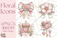 Floral Girl Power Clipart, Girly Feminine Icons Png Product Image 1