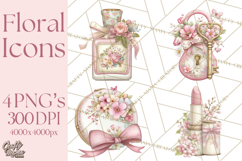 Floral Girl Power Clipart, Girly Feminine Icons Png Product Image 1