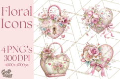 Floral Girl Power Clipart, Girly Feminine Icons Png Product Image 1