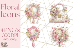 Floral Girl Power Clipart, Girly Feminine Icons Png Product Image 1