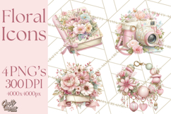 Floral Girl Power Clipart, Girly Feminine Icons Png Product Image 1