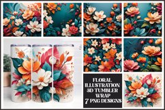 Floral Illustration 3D Sublimation Tumbler Wrap Bundle Product Image 1