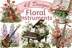 Realistic Musical Instrument Floral PNG Clip Art Product Image 1