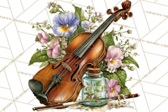 Realistic Musical Instrument Floral PNG Clip Art Product Image 3