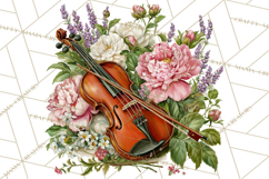 Realistic Musical Instrument Floral PNG Clip Art Product Image 4