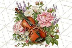Realistic Musical Instrument Floral PNG Clip Art Product Image 4