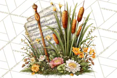 Realistic Musical Instrument Floral PNG Clip Art Product Image 5