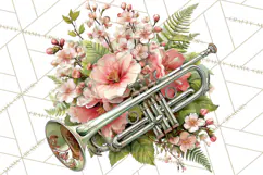 Realistic Musical Instrument Floral PNG Clip Art Product Image 2