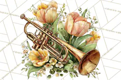 Realistic Musical Instrument Floral PNG Clip Art Product Image 4