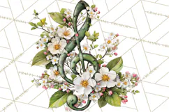 Realistic Musical Instrument Floral PNG Clip Art Product Image 2