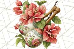 Realistic Musical Instrument Floral PNG Clip Art Product Image 4