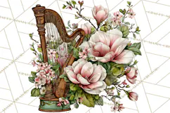 Realistic Musical Instrument Floral PNG Clip Art Product Image 5