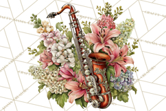Realistic Musical Instrument Floral PNG Clip Art Product Image 4
