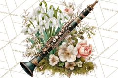 Realistic Musical Instrument Floral PNG Clip Art Product Image 2