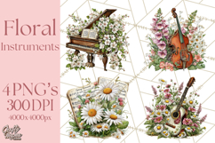 Realistic Musical Instrument Floral PNG Clip Art Product Image 1