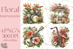 Realistic Musical Instrument Floral PNG Clip Art Product Image 1