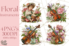 Realistic Musical Instrument Floral PNG Clip Art Product Image 1